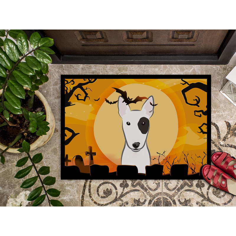 Tapis de porte d’extérieur anti-dérapant halloween bull terrier, Rectangle 2 pi x 3 pi