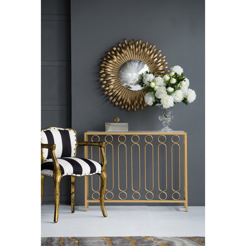 Miroir décoratif décoratif doré de 27 po pour mur, vestibule et mur de salon
