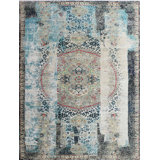 Hand Knotted Wool Abstract Area Rug in Beige/Gray/Blue/Red