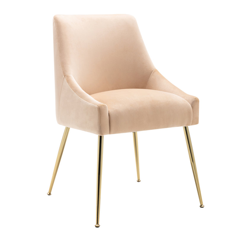 Koblas Velvet Accent Chair, Beige Velvet