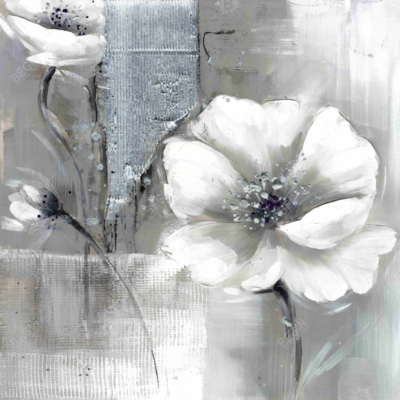 " Monochrome And Silver Flowers "