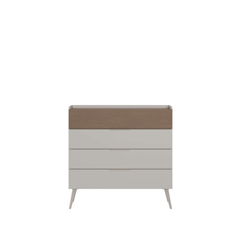 Commode moderne scandinave, couleur vison, 40,6 po x 39,8 po x 17,3 po | Panneau de particules enduit, épaisseur: 0,6 pouce | 4 tiroirs et plusieurs tablettes, solution de rangement murale et élégante pour toute pièce