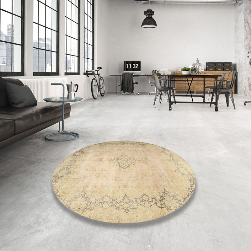 Tapis décoratif beige oriental Arlene, Rond 6 pi