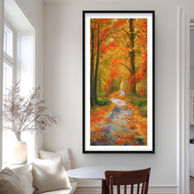 Autumn Trail - Orange Contemporary Framed Matted Print Decor