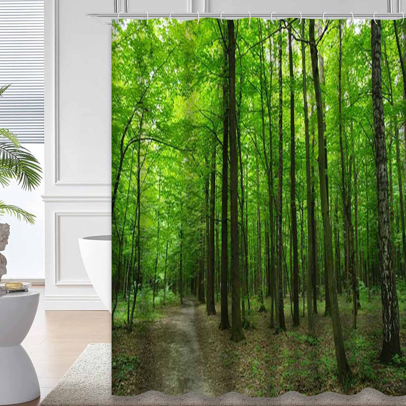 Rideau de douche à 12 crochets Trees, L 72 po x l 84 po