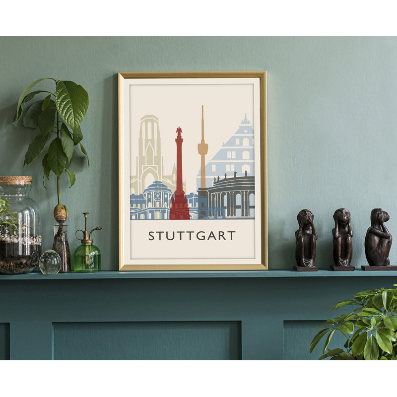 Illustration de villes du monde, affiche non imprimée, affiche de bureau personnel Allemagne, H 10 po x l 8 po x P 0,35 po
