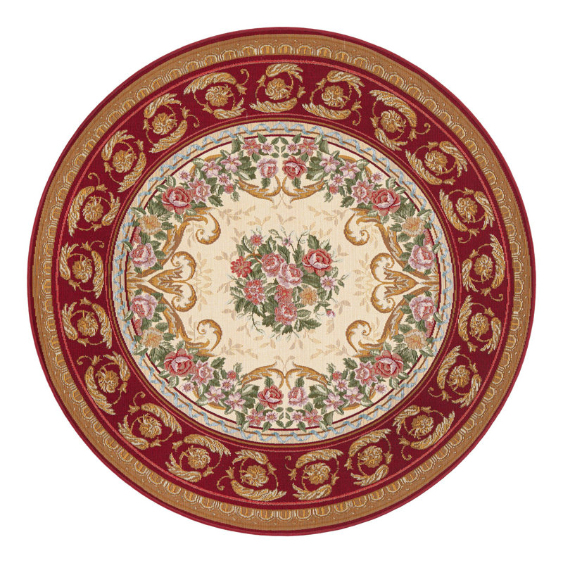 Indoor/Outdoor Traditional Area Rug, Round 5'1"