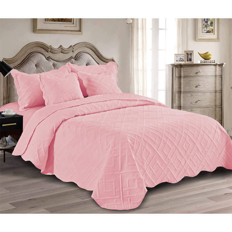 Ensemble de couvre-lit de courtepointe 5 pièces, ensemble de literie réversible de qualité supérieure, Rose