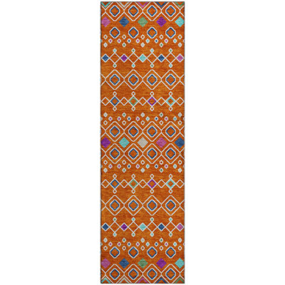 Premium Machine Washable Prisco Orange Rug