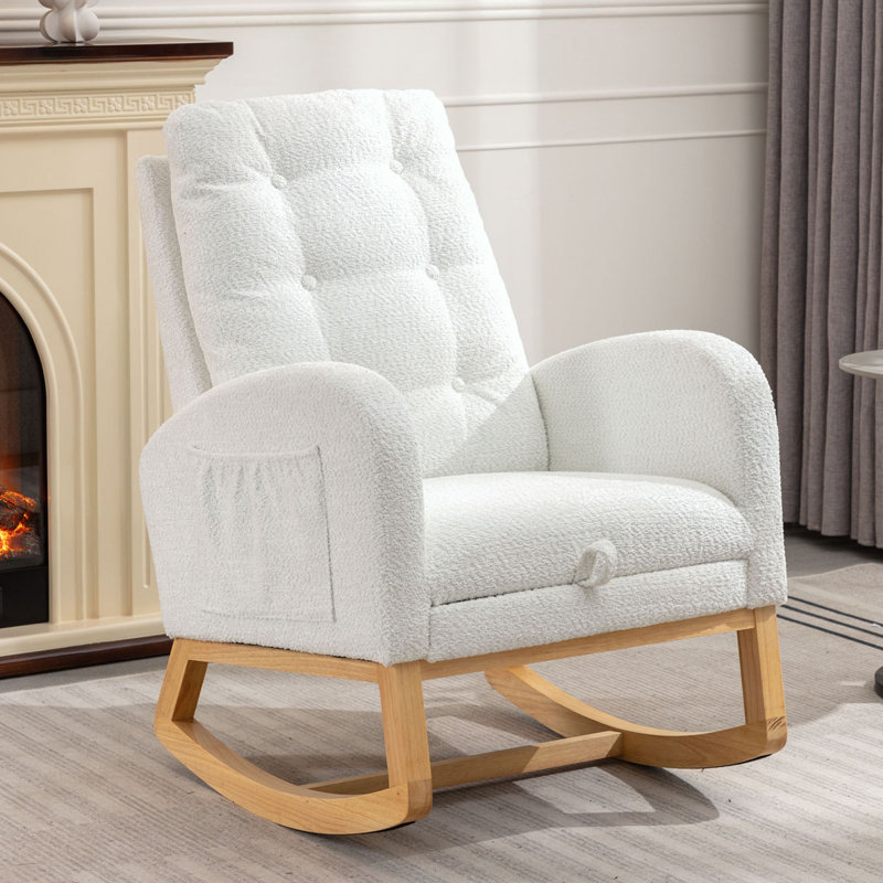 Chaise berçante avec repose-pieds à haut dossier, Duplicata blanc