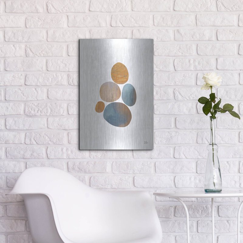 «Collage Stones 2» par Melissa Averinos, art mural en métal, H 16 po x l 12 po