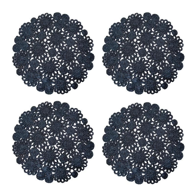 Bladwell Jute Round Placemat, Navy