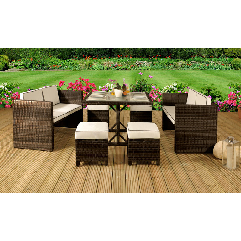 Essence 8 Seater Dining Set with Cushions, Chocolate