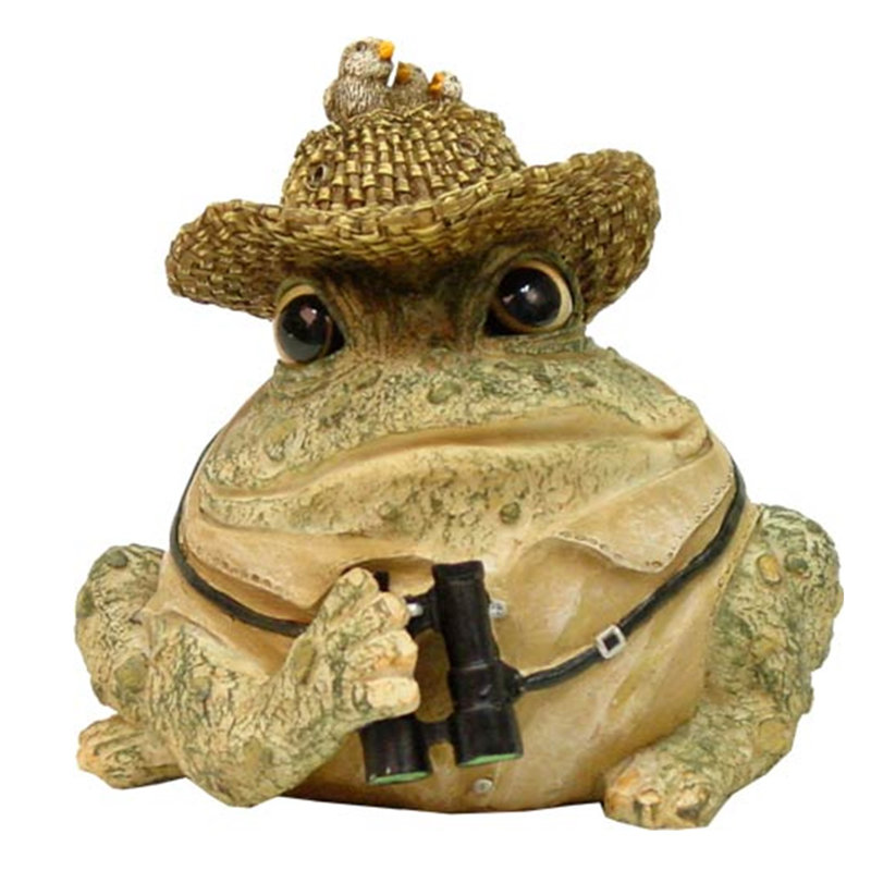 Statue de jardin oiseau crapaud grenouille, H 5 po x l 5,25 po x P 4,5 po, Brun