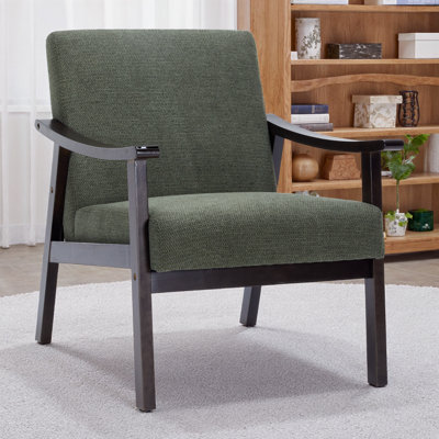 Fauteuil d'appoint rembourré à dossier haut avec pieds en bois massif de style médiéval moderne pour le salon ou la chambre à coucher