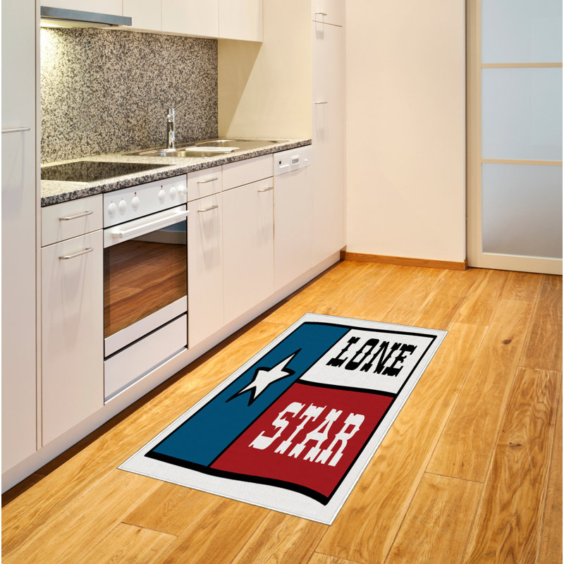 Tapis décoratif à fibres longues haute densité en polyester et coton style étoile texane, Rectangle 2 pi 7 po x 5 pi