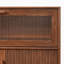 Hernest Armoire de bar cannelée en chêne de style Mid-Century de 38 po avec porte-verres et support à vin