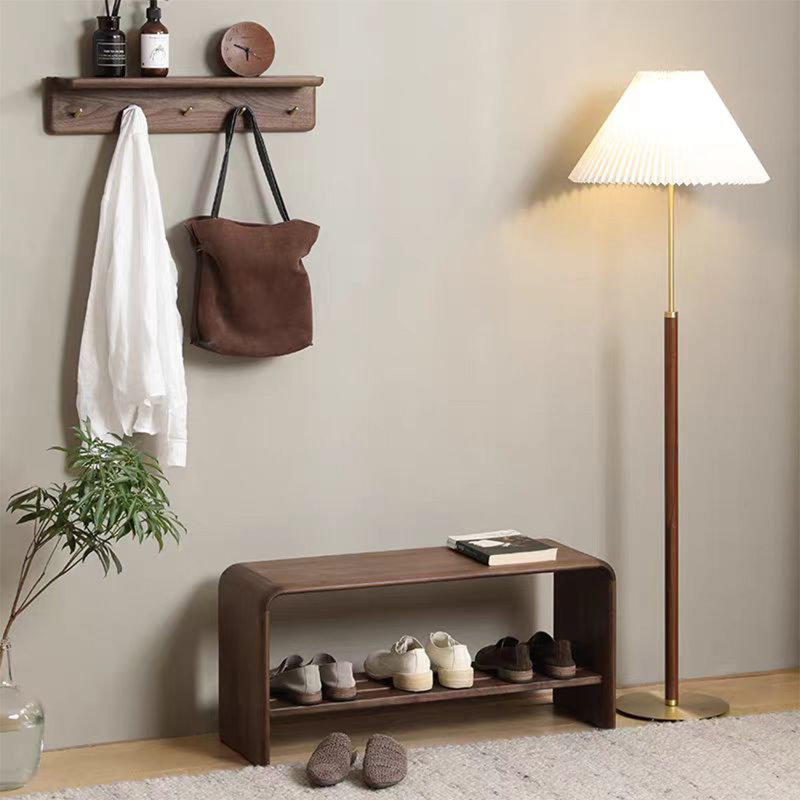 Banc à chaussures en noyer noir élégant et rétro