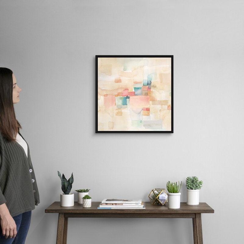 «Desert Dreams Square II» par Cynthia Coulter - reproduction d'art sur toile, Toile avec cadre flottant noir