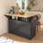 55.7'' Large Kitchen Island With 2 Drop Leaf,Rolling Kitchen Cart On 5 Wheels With Power Outlet, Folding Storage Dining Table With Spice & Towel Rack , 3 Drawers-2059700131