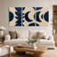 Ensemble de 3 toiles murales abstraites en forme de croissant bleu marine sur fond beige-574231713