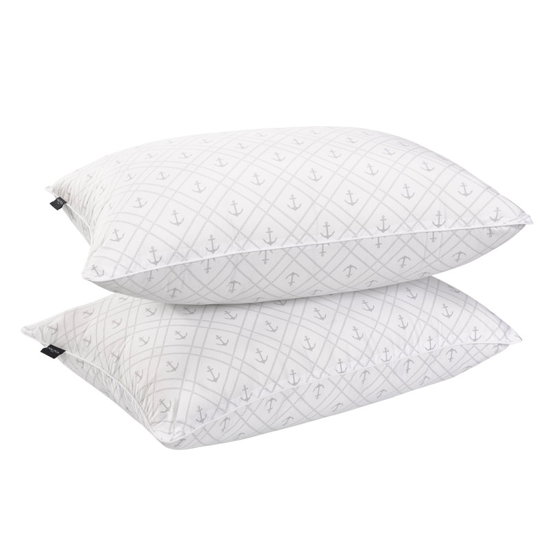 White Polyester Medium Support Rectangular Bed Pillows, 20" x 36", Set of 2