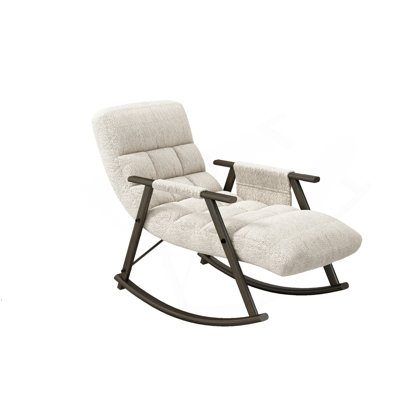 Casual Folding Rocking Chair Upholstered, Lounge Rocking Chair Adjustable High Back And Foot Rest,Side Pockets Placed In Living Room Bedroom Balcony by Ophelia & Co.