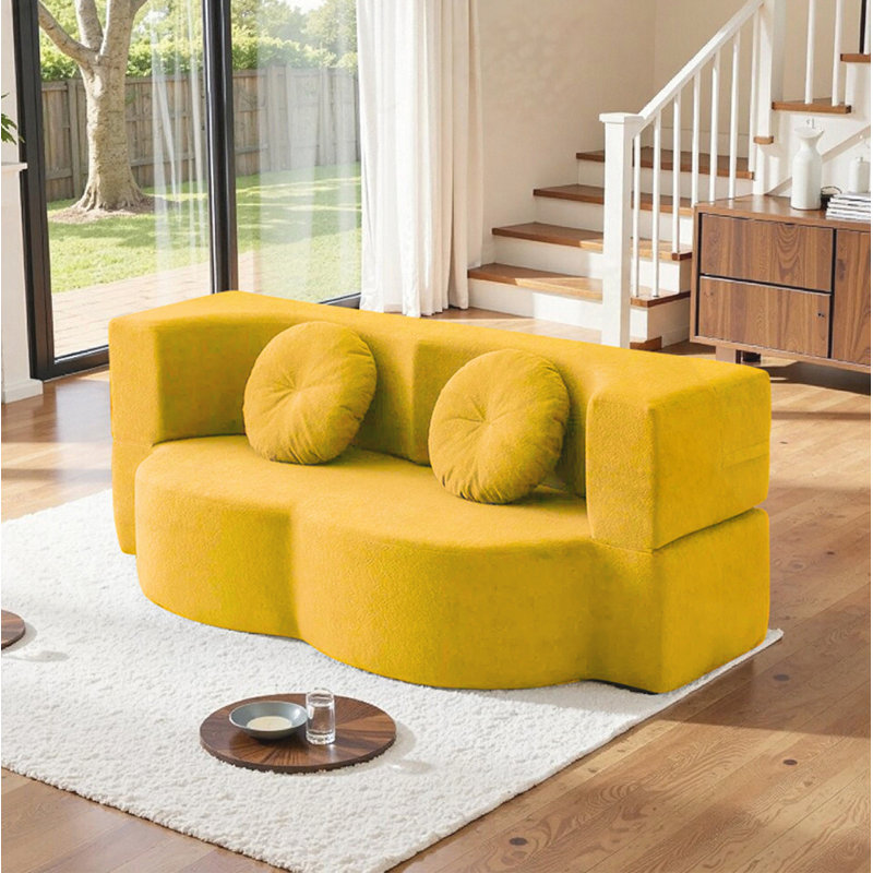 Canapé-lit modulaire convertible 2-en-1, Jaune