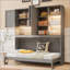 Lit escamotable mural simple avec armoire supérieure