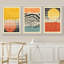 «Abstract Vibrant Color Blocks» Mid-Century Colorful Polygon Collage Abstract Geometric - 3 pièces, ensemble d'art graphique sur toile flottante-75849866-75849862