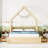 Queen Size Platform Bed In Natural Wood With Guardrail And Two Drawer Sections House-Style 2 Drawers - Finish-2145746089