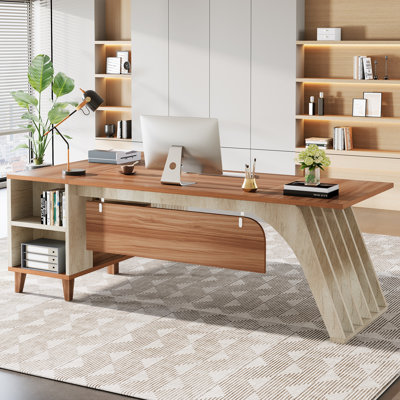 78.74" L-shaped Executive Desk, Large Computer Desk With File Cabinet by George Oliver