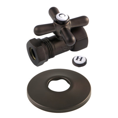 Kingston Brass Vintage 1/2-Inch FIP x 1/2 or 7/16-Inch Slip Joint Quarter-Turn Straight Stop Valve with Flange
