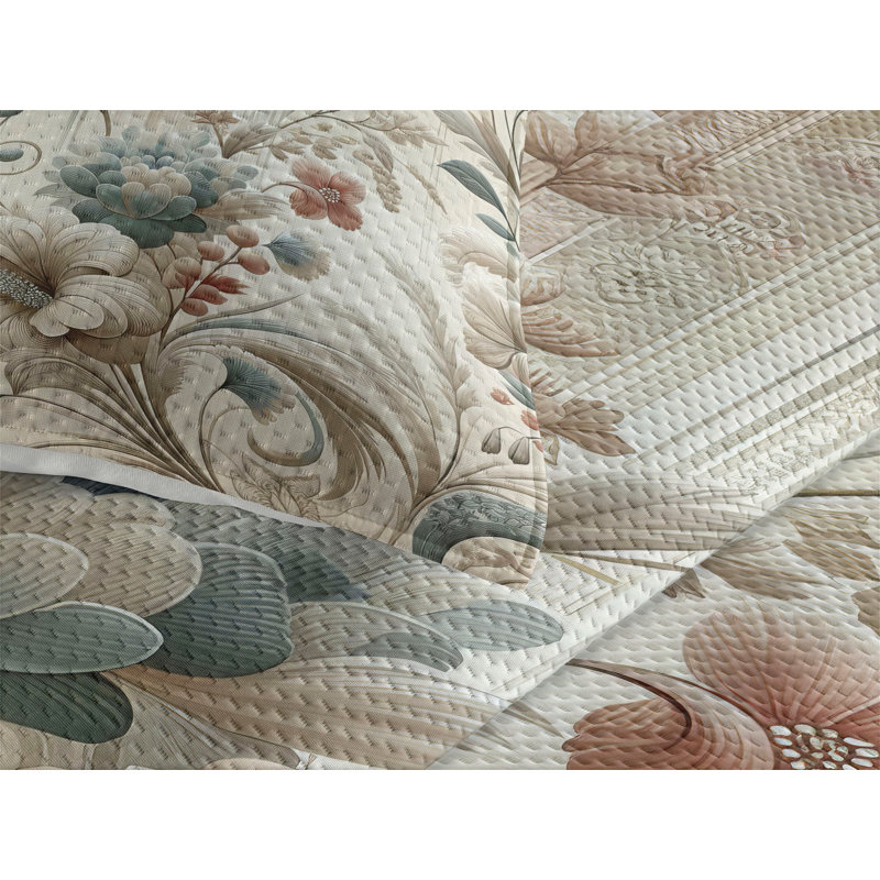 Polyester Floral Coverlet, Queen Coverlet + 2 Standard Shams
