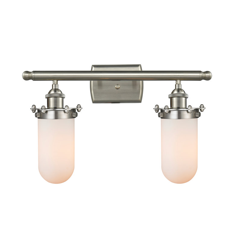 Éclairage pour meuble-lavabo à intensité variable Calixta, Nickel satiné brossé, Blanc