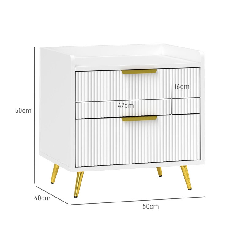 50 cm W Bedside Table, White
