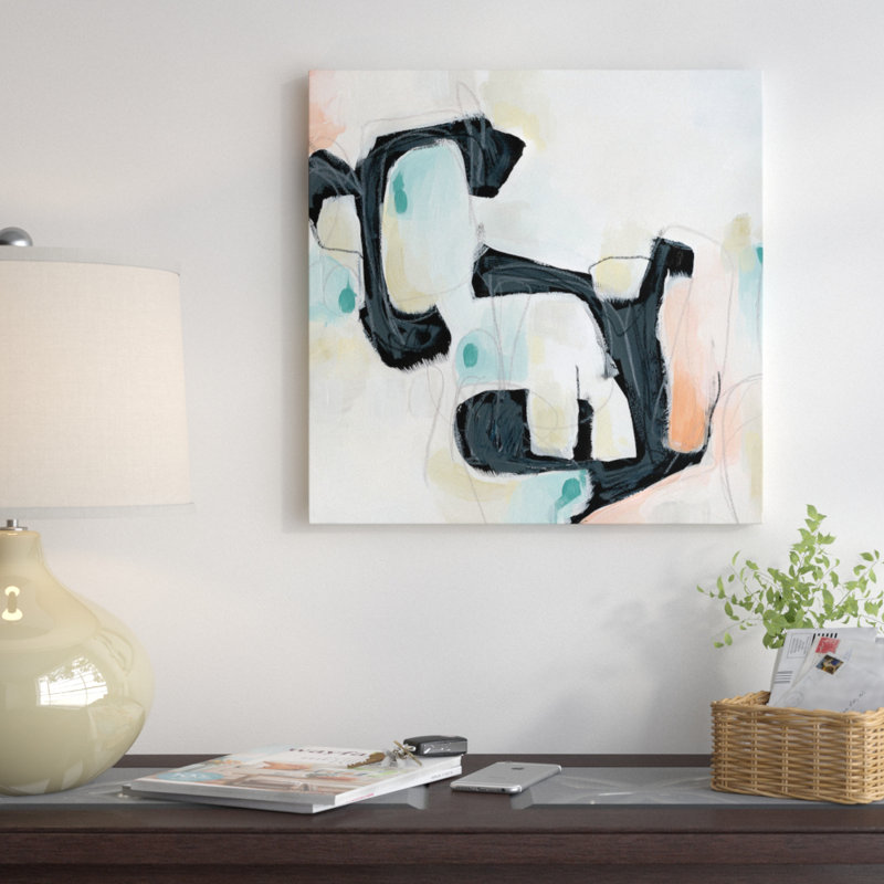 «Pastel Horizon I», reproduction d'art sur toile tendue, H 37 po x l 37 po x P 1,5 po, Toile encadrée noire, Pas de tapis
