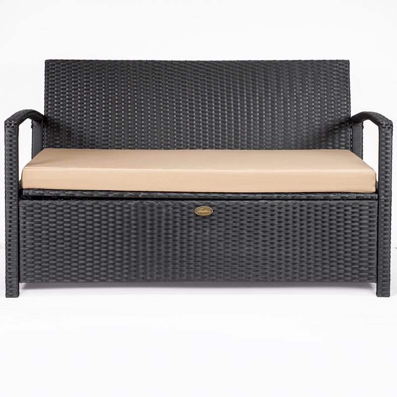 Banc en osier résistant à l'eau Barton, Noir