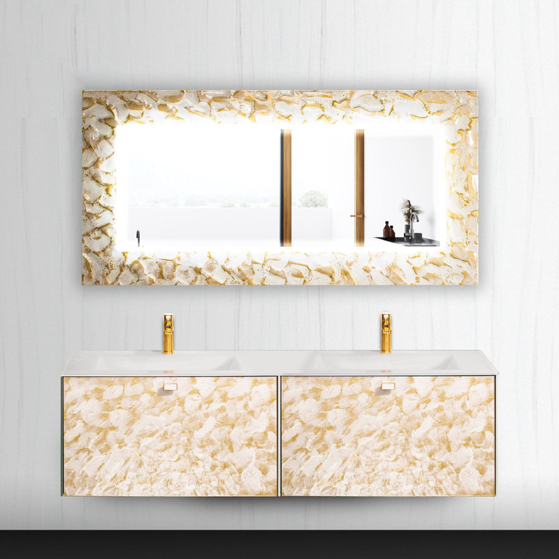 Miroir de salle de bain Armiead, 62,6 po x 31,1 po, Or