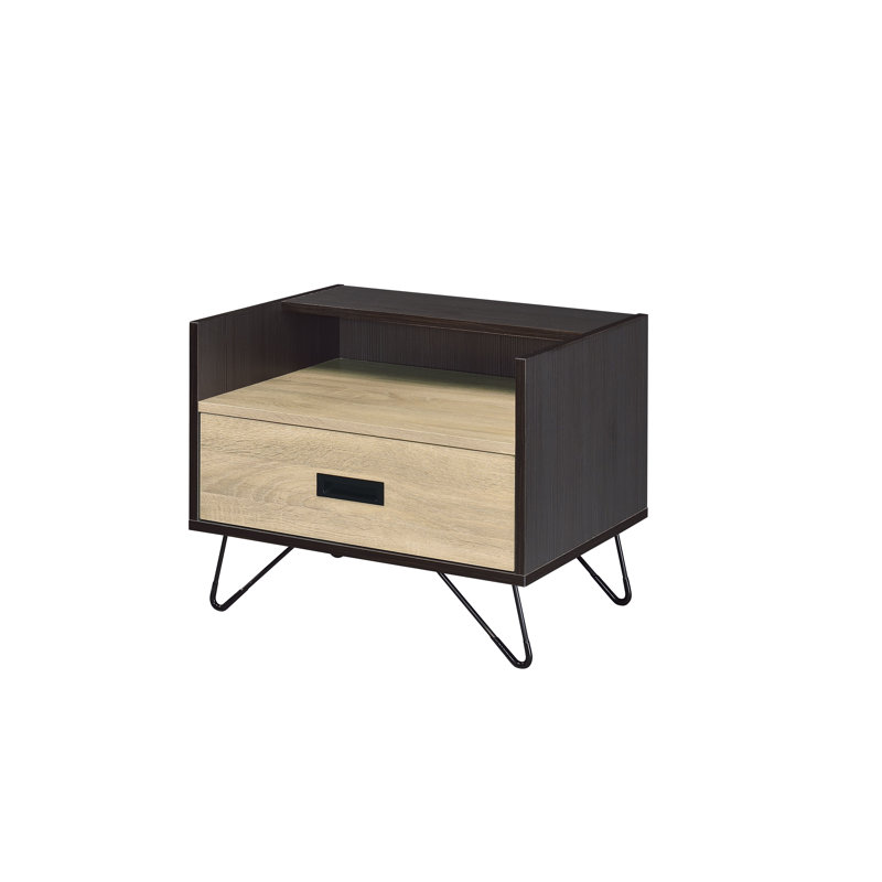 Fienley 1-Drawer Nightstand in Oak/Black