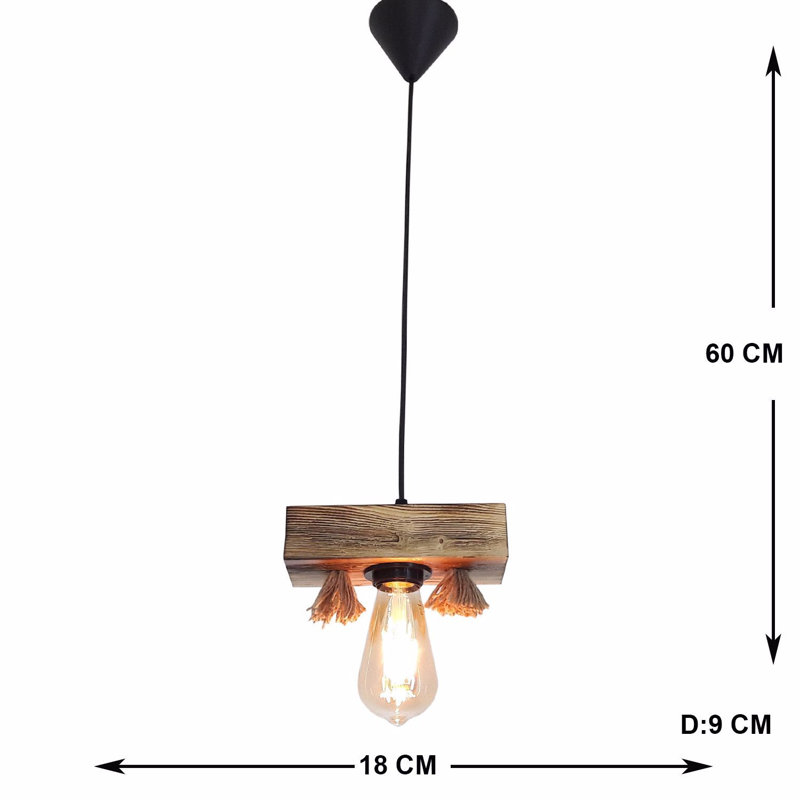 Luminaire suspendu à 1 lumière Yassin, Noyers