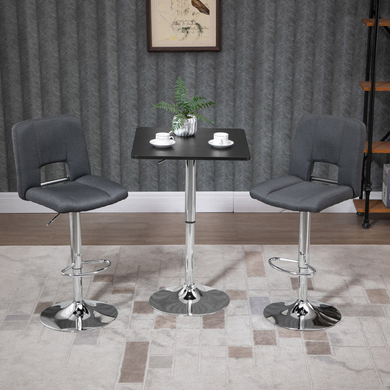 Pieper Modern Height Adjustable Counter Bar Table Pub Desk Black and Silver