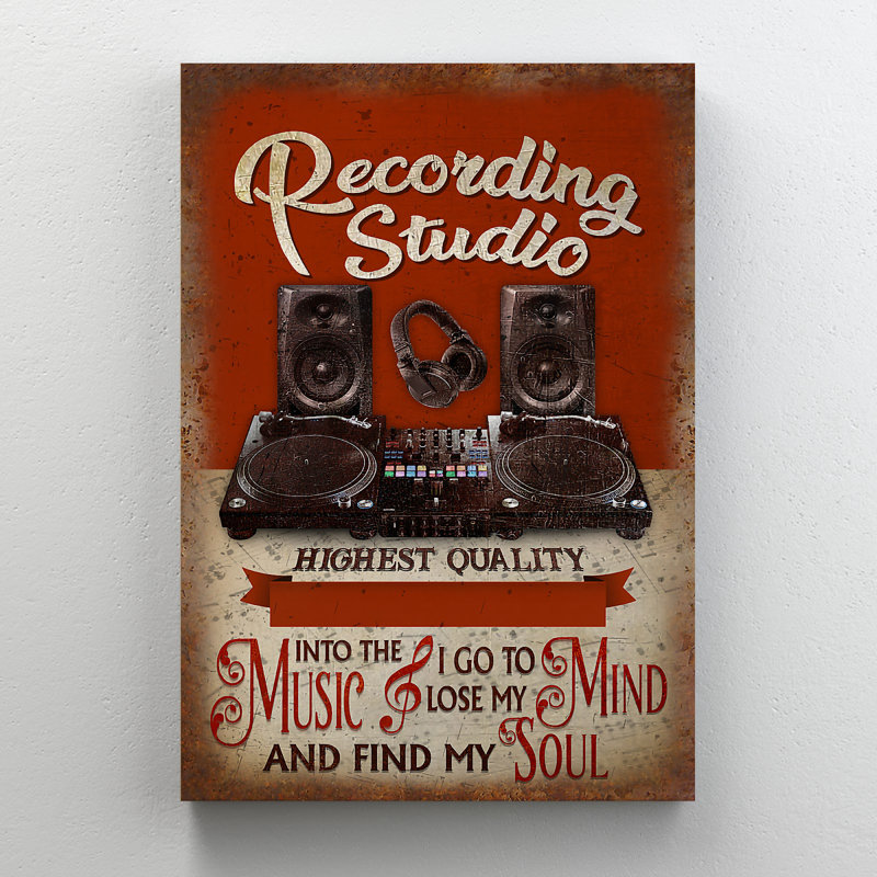 Headphones, Speakers And Recorder - Into The Music I Go To Lose My Mind And Find My Soul - 1 Piece Rectangle Graphic Art Print On Wrapped Canvas
