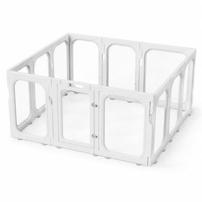 Transparent Pet Fence—Multifunctional Indoor Dog Play Pen, Made of High-Strength Plastic, Tool-Free Assembly, Sturdy and Non-Slip, Modern Minimalist Design, for Home Pet Spaces (25.6" Height,12PCS)