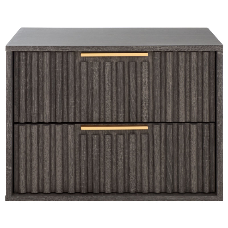 Lylia 2 Drawer Floating Nightstand, Distressed Black