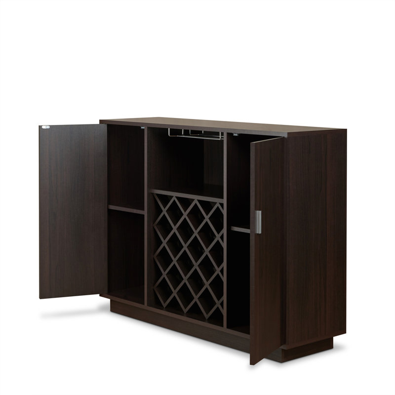 Armoire à vin 2 portes avec porte-verres à pied Espresso