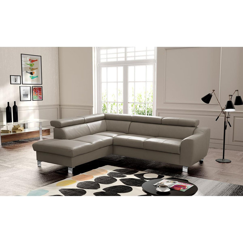 Avaiya Leather Corner Sofa with Sleeping Function and Storage, No, Taupe, Left Hand Facing