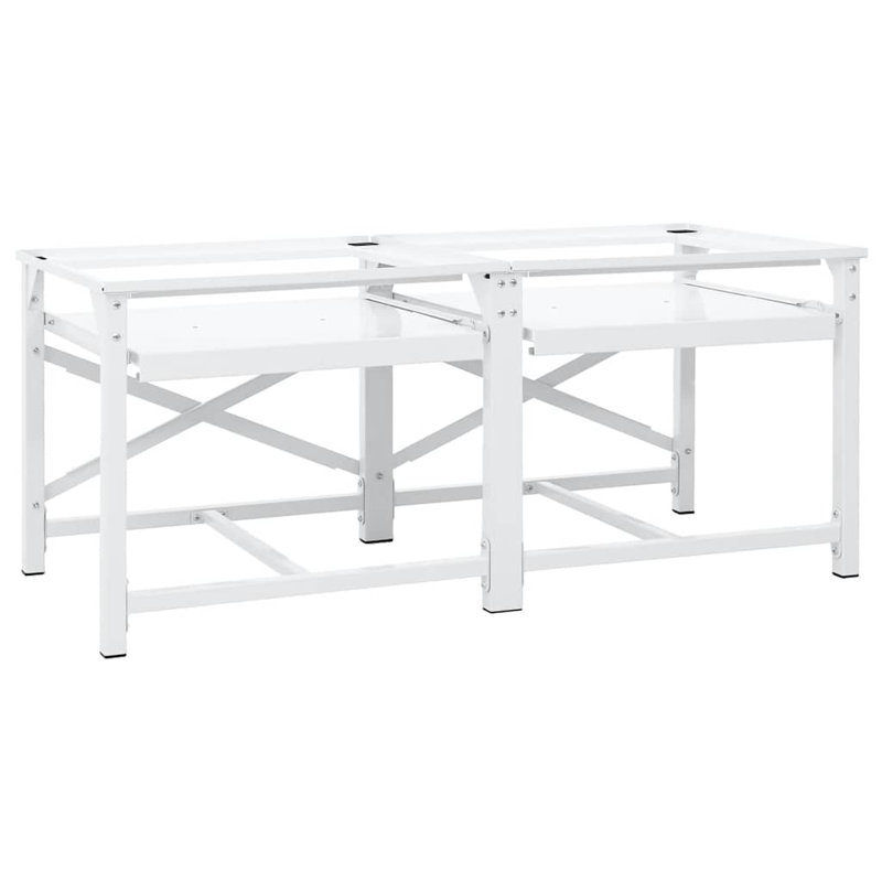 Machine à laver le piédestal double avec tablettes Vidaxl - blanc
