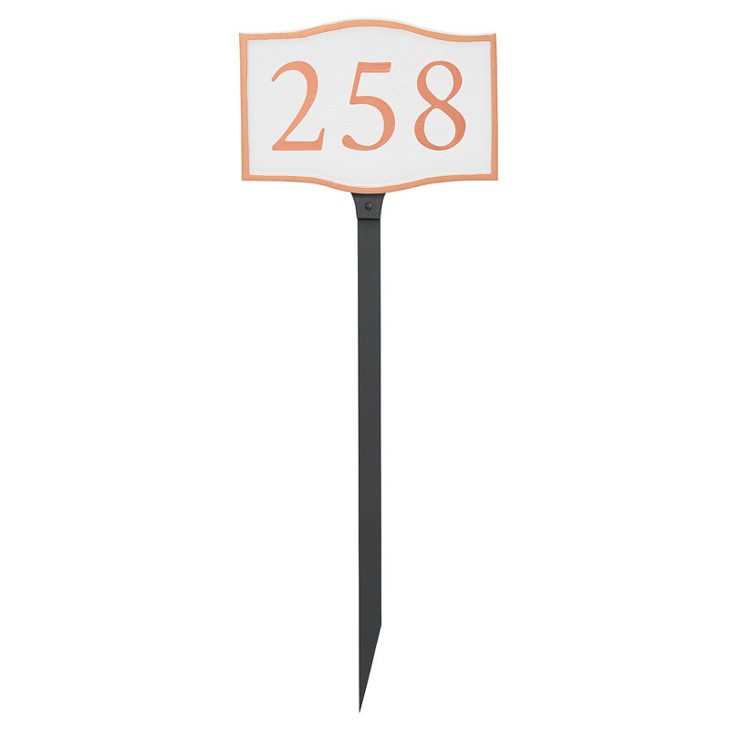 Enseigne d’adresse pour gazon à 1 ligne serif, Cuivre, Blanc
