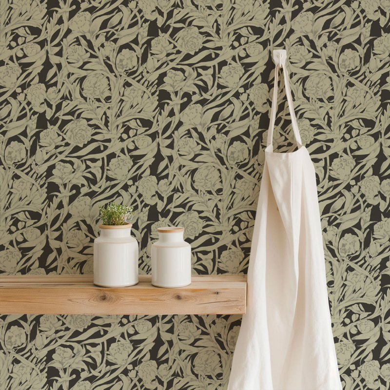 Wandervine - Botanical Wallpaper, Crimson, Premium Paper